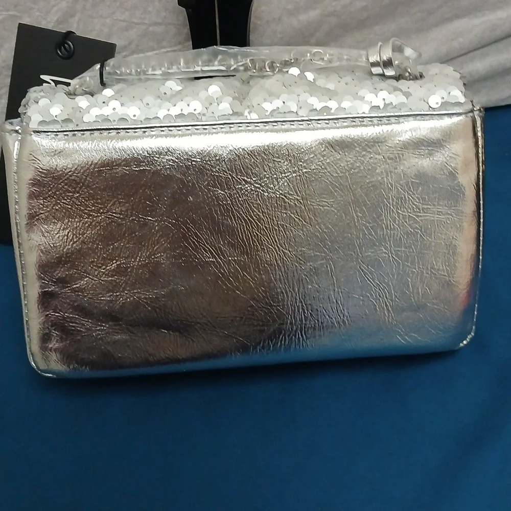 Nicole Miller Shimmering Silver Sequin Evening Bag